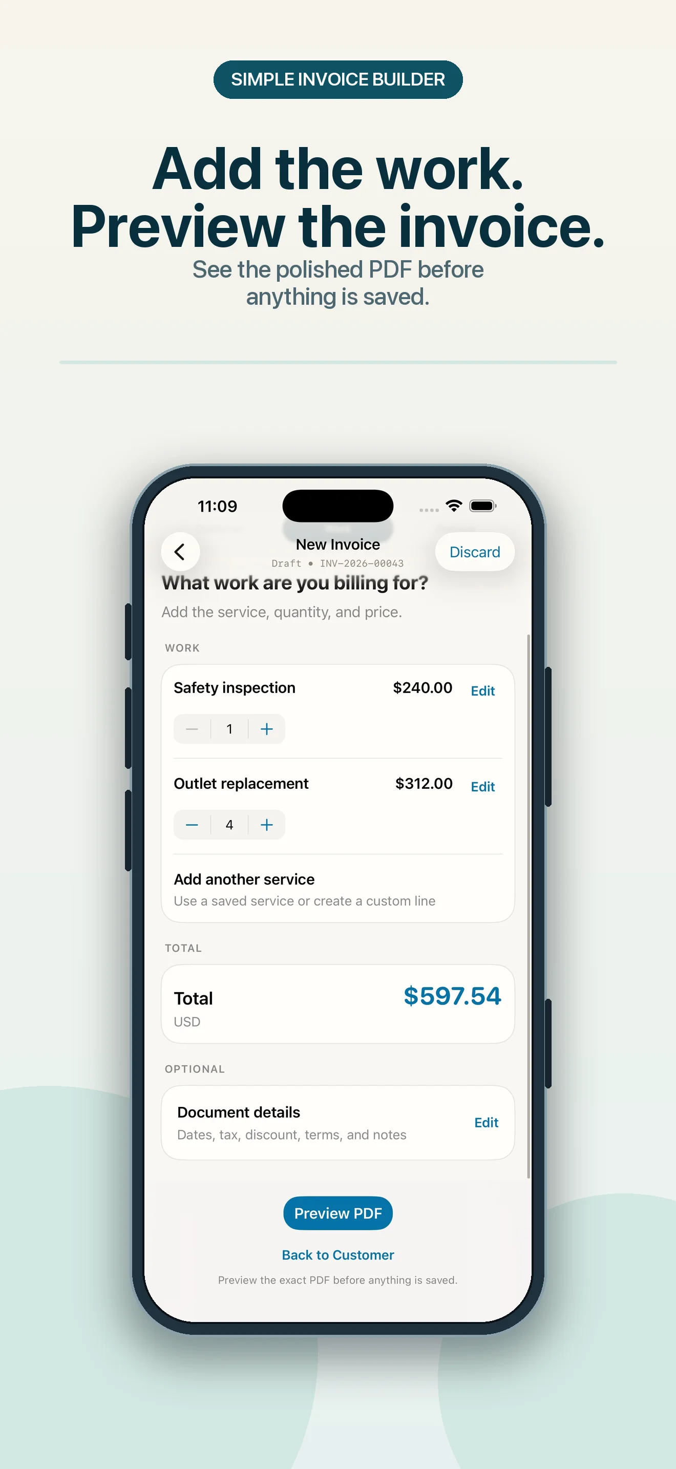 Creating invoice line items in InvoiceCove