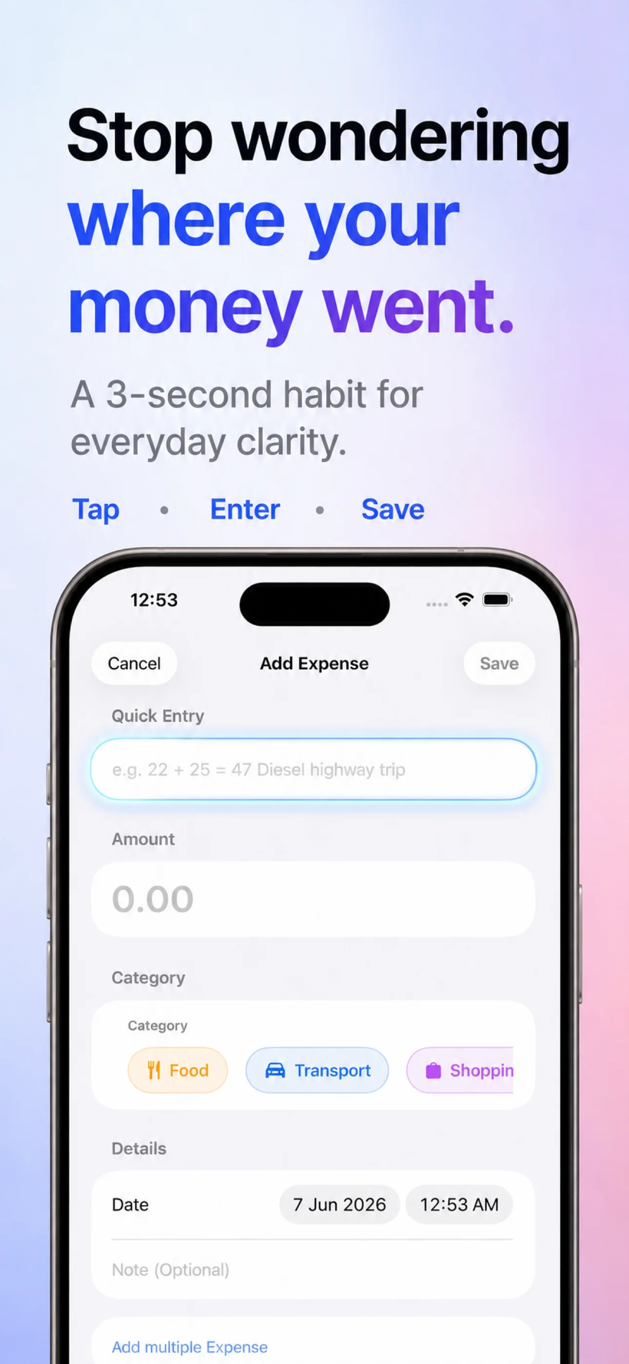 Quick expense entry in SpendLoop